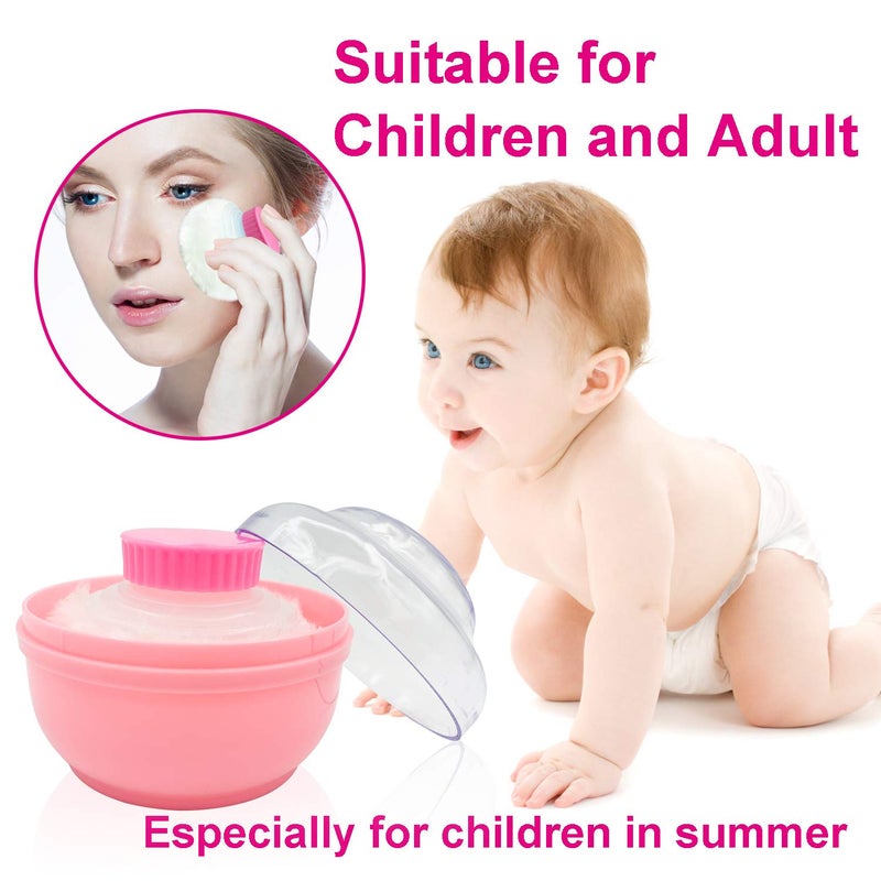 Aurasin Storage Body Powder Container, Large 3.5" Fluffy Body After-Bath Powder Case, Baby Care Face/Body Villus Powder Puff Box, Makeup Cosmetic Talcum Powder Container with Hand Holder (LightCoral) - Image 2